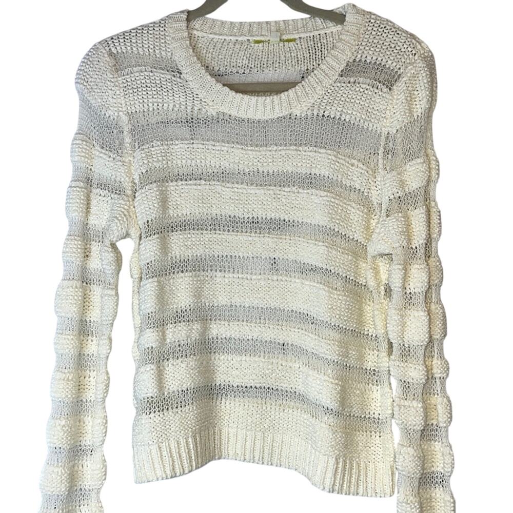 Gianni Bini Ivory Knit “Snell” Sweater w/ Stripes, Size M, NWT!